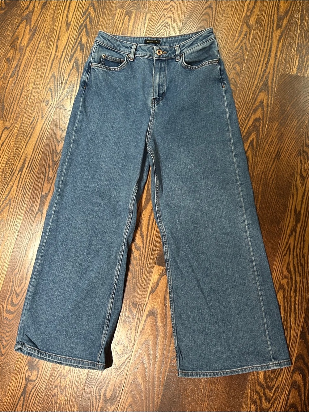 Massimo Dutti Women's Wide-Leg Denim Jeans in Blue - Sz 8